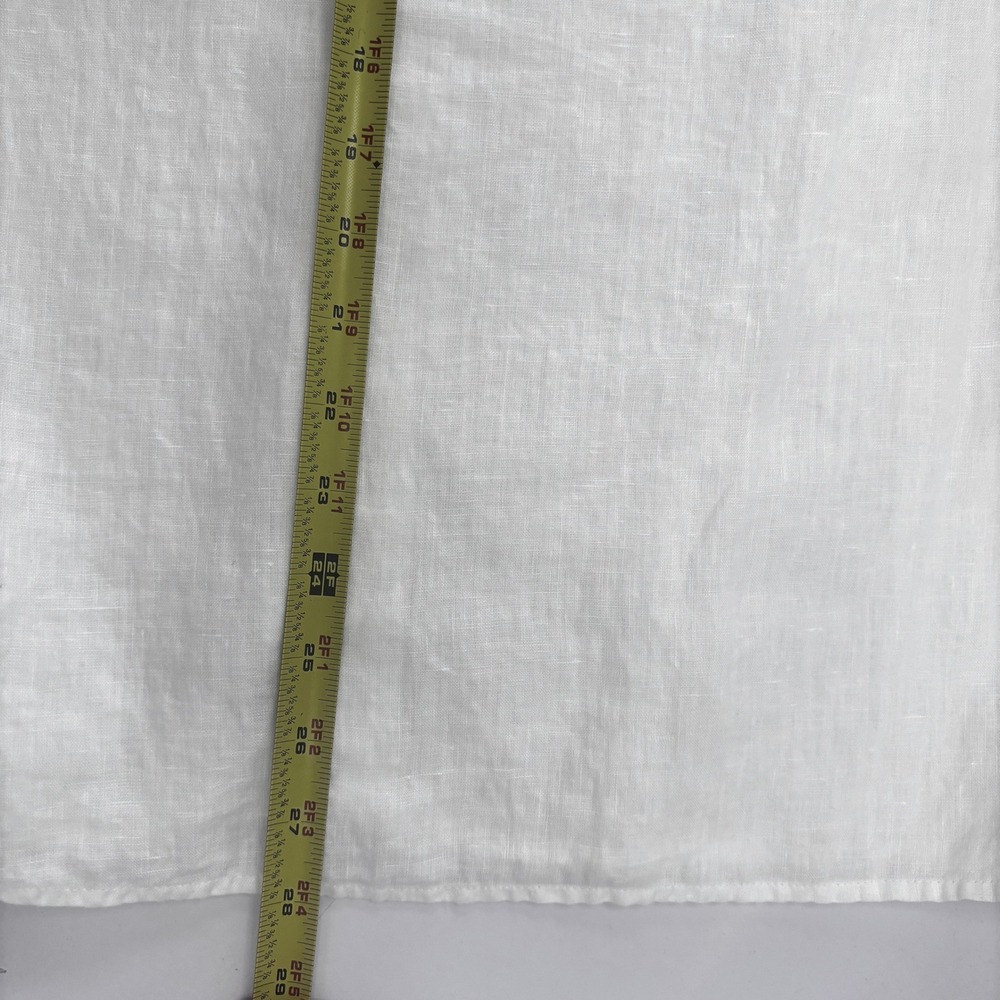 Perry Ellis Mens White 100% Linen Short Sleeve Button Down Shirt Size M Pocket - Picture 9 of 9